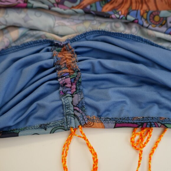 NEW Romwe XL Crop Tube Top Drawstring Blue Purple Orange Sun Blouse - Picture 5 of 7